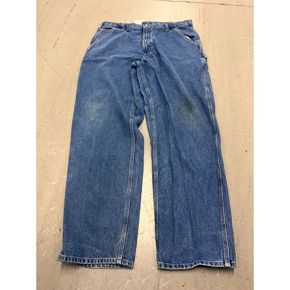 Carhartt Work Jeans Mens 40x34 Blue Denim Dungaree Fit Baggy‎ Wide-Leg Carpenter